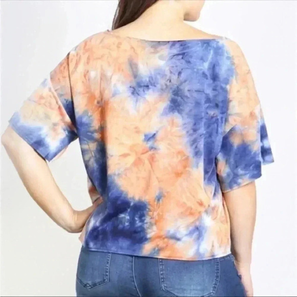 BNWT PLUS Tie-Dye Top, Rust and Navy - Picture 3 of 3
